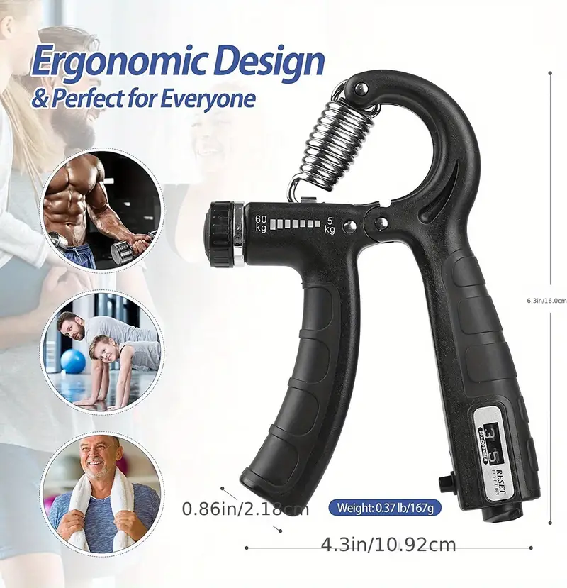 5pcs grip strength trainer kit with counter adjustable hand gripper finger exerciser relax ball and more enhancing hand strength reducing stress black relax tools feature durable polypropylene gym accessories Product details 5