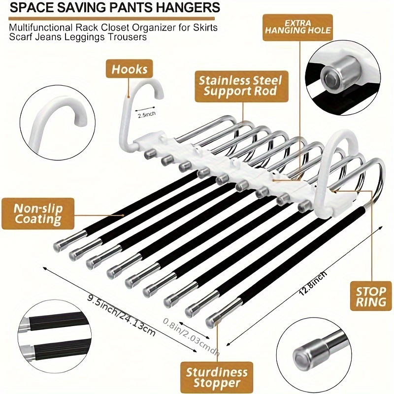 S-type Stainless Steel Clothes Pants Hangers Closet Storage