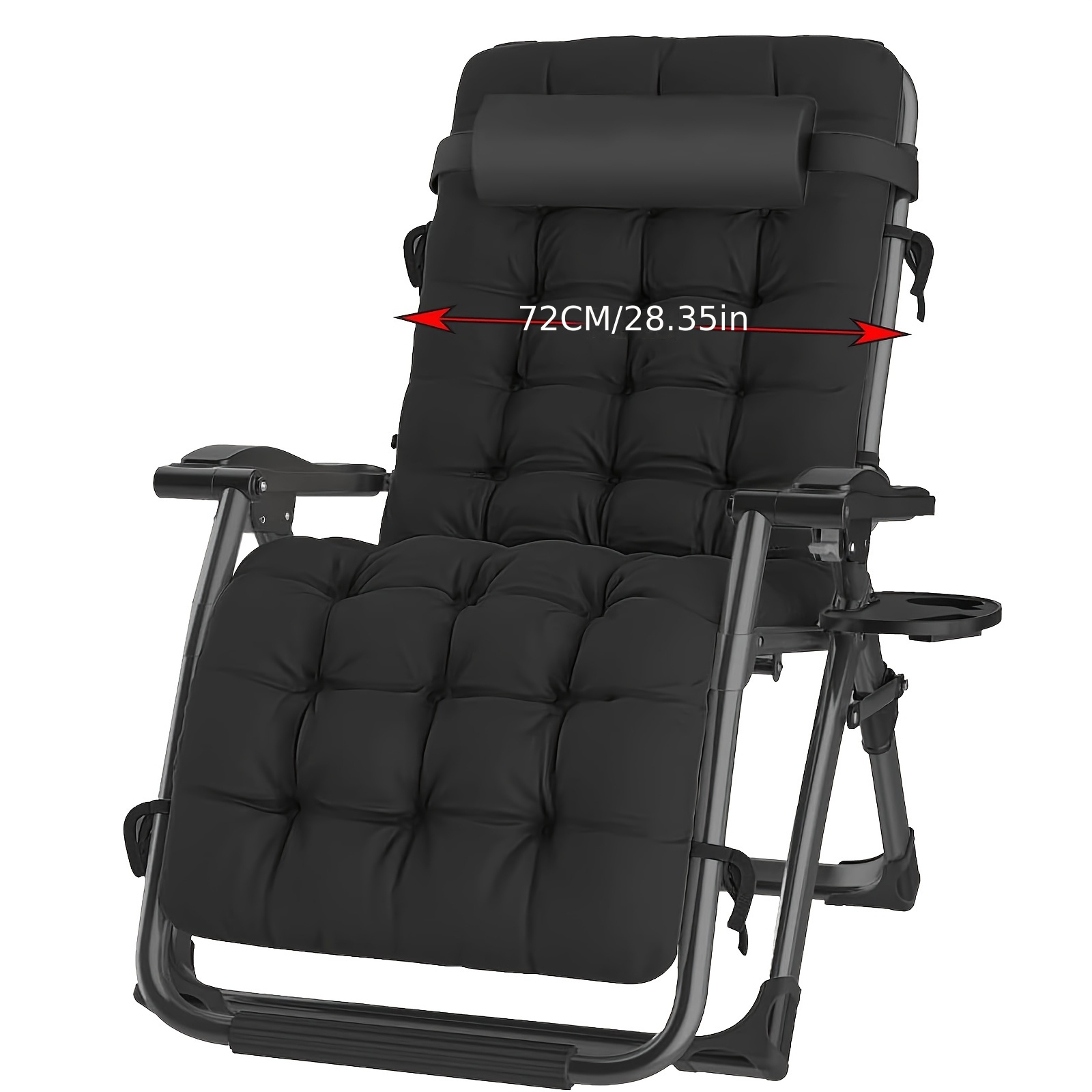 TEMU Сгъваем слънчев шезлонг, легло за тераса-градина-плаж-басейн, голямо градинско кресло със възглавница и поддръжка до 200 кг, Балконна патио