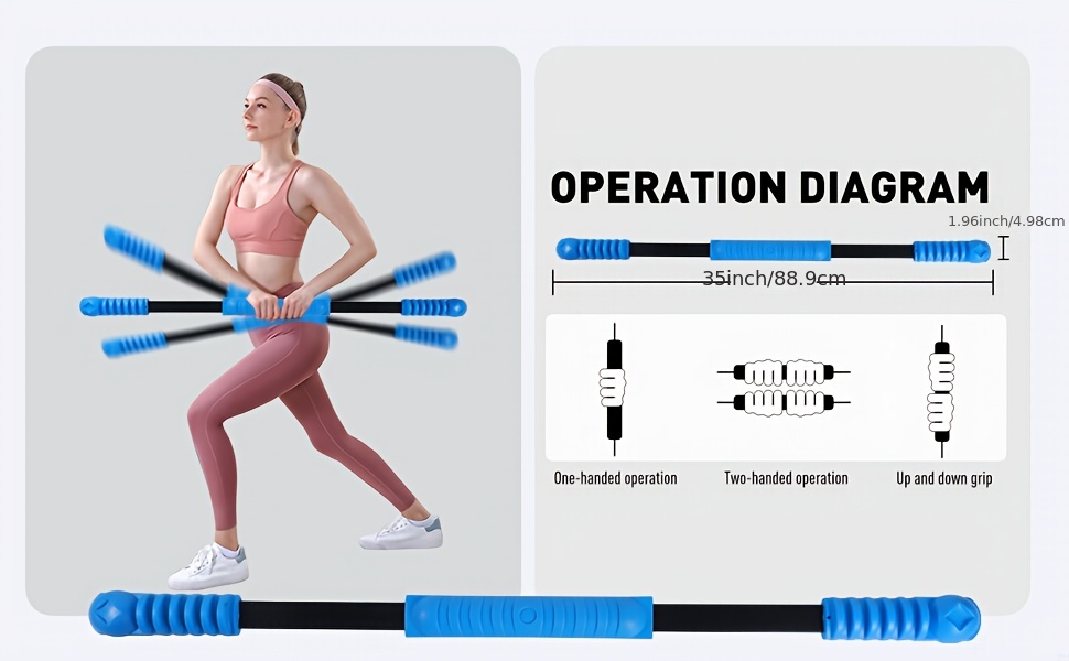 GCDZFYG Vibration Weighted Exercise Bar for Burning, Yoga, Pilates, Core Strength Training – Elastic Rubber Bar with Blue/Black Grip Handles for Arm & Shoulder Stretching at Home Gym