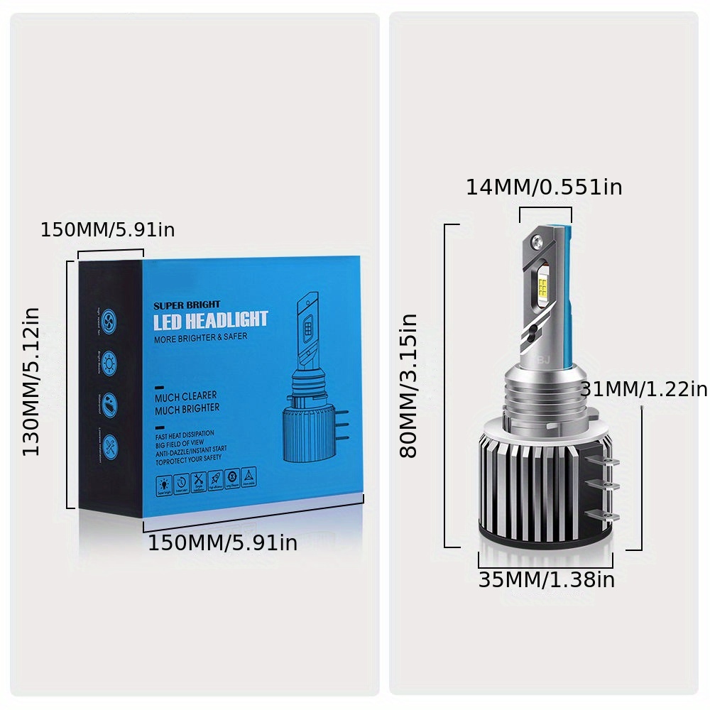 H15 led Canbus H7 LED For volkswagen 40000LM High Beam DRL Day