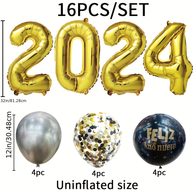 2024 New Year Decor 1 2024 Digital Balloon 17 Metal Silvery - Temu