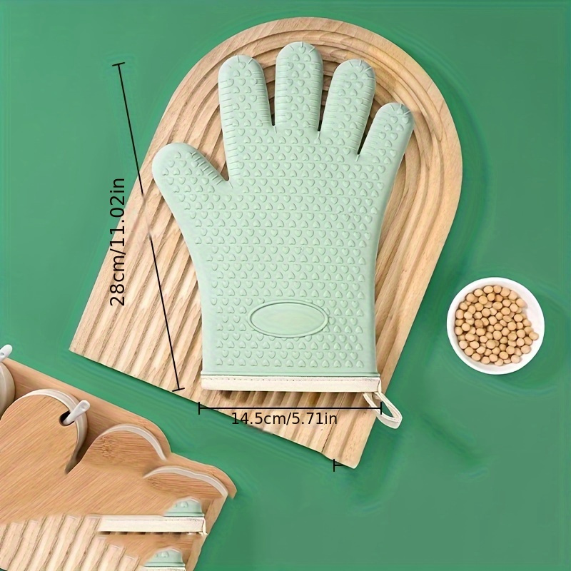 Silicone Kitchen Set, High Heat Resistant Pot Holders Oven Mitts, Non-Slip  Anti Scalding Cotton Glove