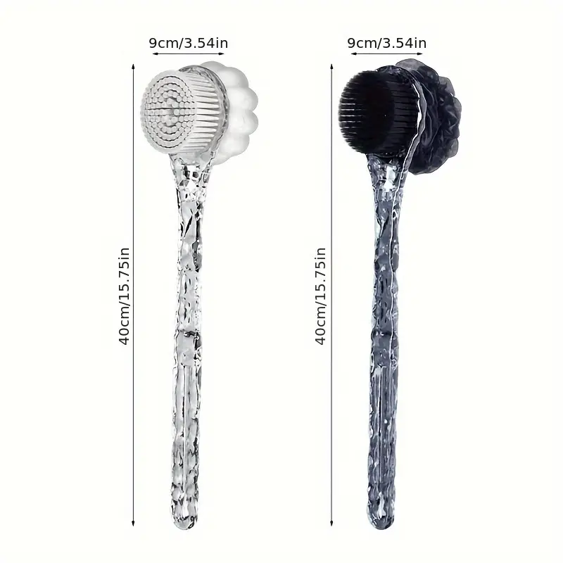 1pc ergonomic long handled soft nylon back massager shower brush combo 2 in 1 bathing experience with pattern for deep clean relaxation no batteries required back scrubber for shower Product details 3