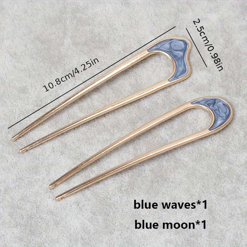 MELLIEX U-förmige Haarnadeln – 4 Stück, Gold & Silber, Metall, Französischer Stil, Für Elegante Frisuren (3,5–14 Cm)