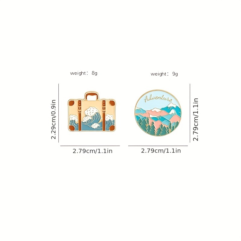 Adventure Travel Enamel Pins Suitcase World Traveling Quote Brooches Bag  Clothes Badge Lapel Pin Jewelry Gifts for Kids Friends