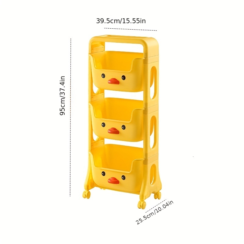 Plastic Storage Cart, Kids Toy Storage Rack, 2/3/4 Tier Cart With