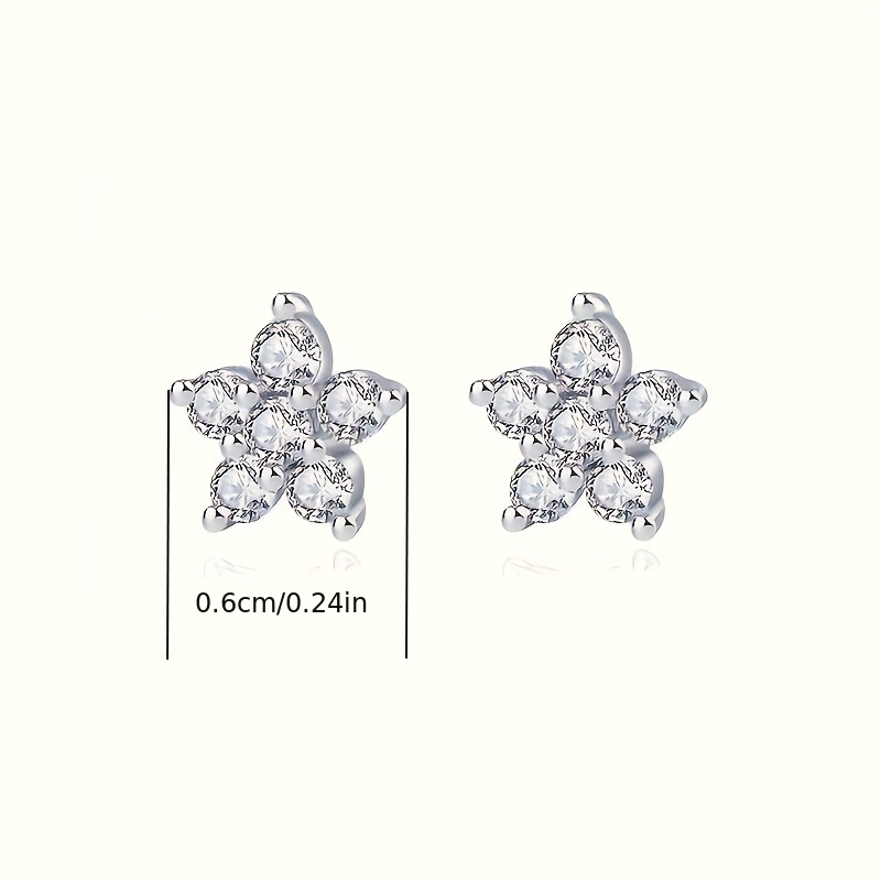 925 Silvery Plum Blossom Zirconia Earrings