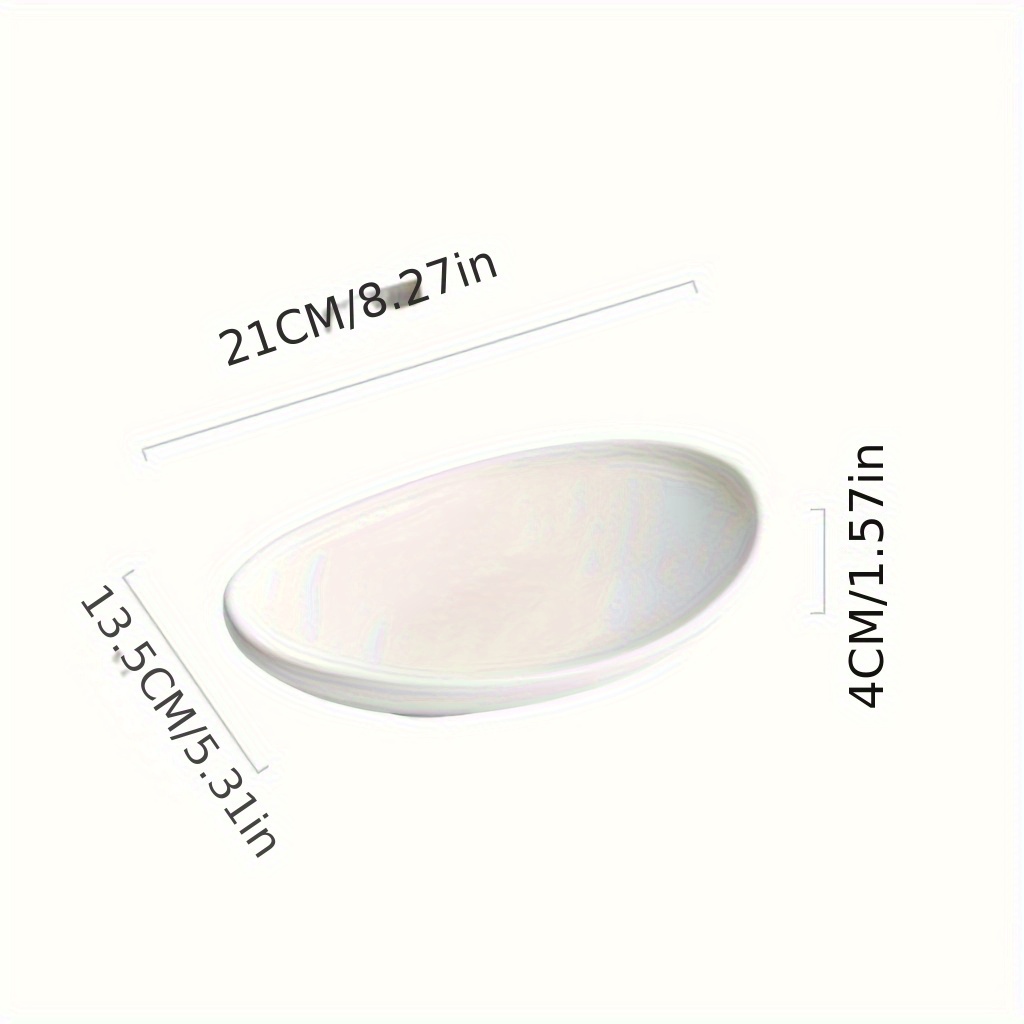 1pc Ceramic Plate, Minimalist Style Ceramic Plate, Oval Dinner Plate, Cold Dishes, Appetizers Plates For Home Dorm Kitchen Restaurant, Tableware Accessories, Kitchen Supplies