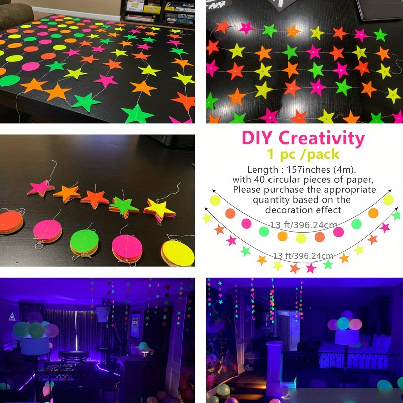 Fluorescent Paper String Circular Paper String Neon Party - Temu