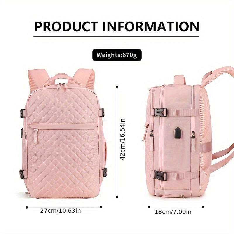 chic pink womens backpack stylish adjustable straps - Temu  display picture 3