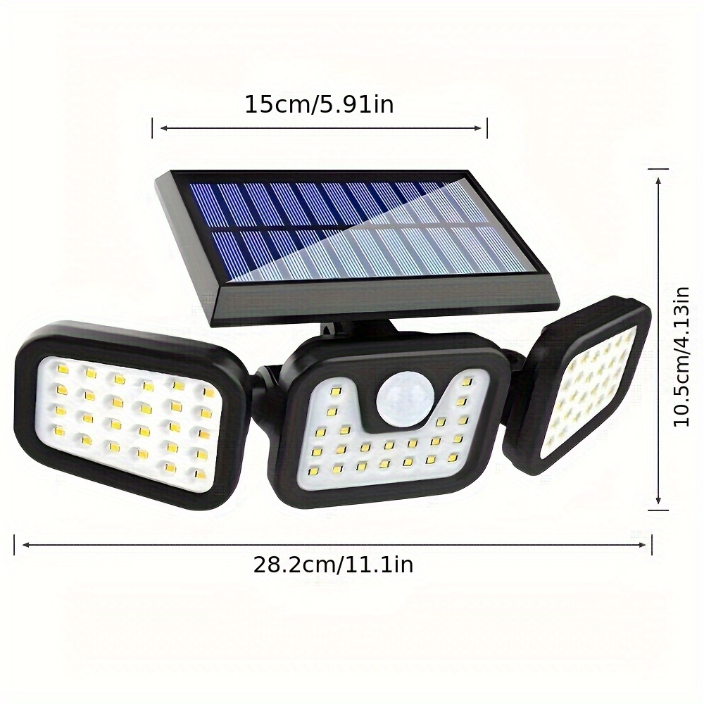 2pcs Polyhedral Lighting Wall Lights Three Sided Luminescence Solar Outdoor Lights High-Power Outdoor Motion Sensor Light Outdoor Solar Lights 300° Wide Angle Floodlight Outdoor Security Light for Patio, Garden, Yard