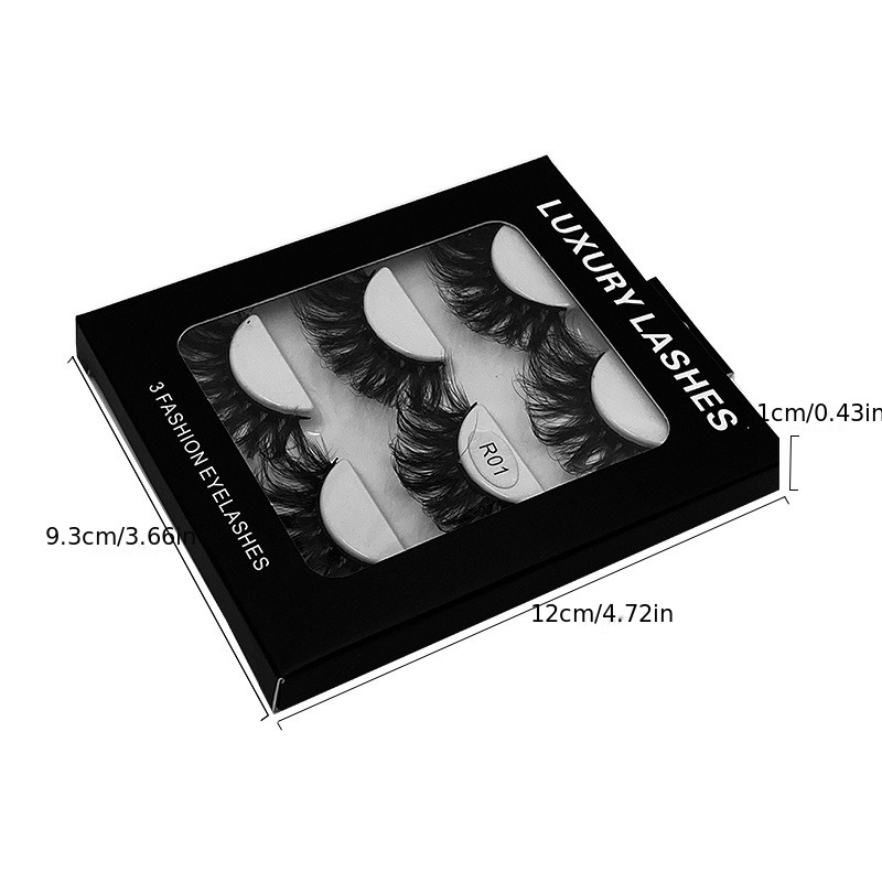 3 Pairs Fluffy 3D False Eyelashes Thick Curling Faux Mink
