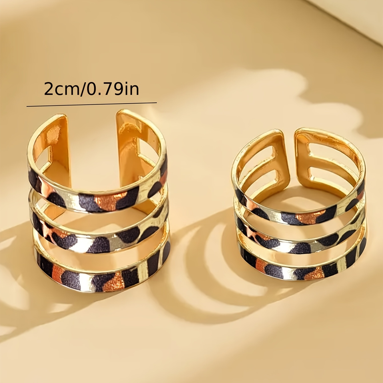 Adjustable Leopard Print Open Rings Vintage Boho Style Jewelry