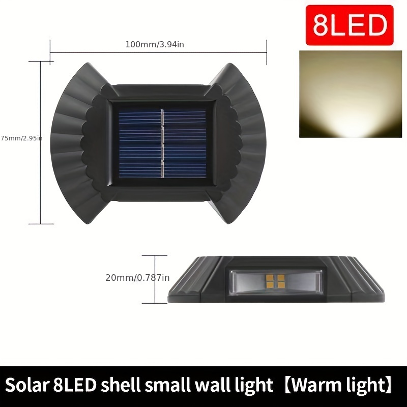 Luces solares de pared para exteriores, luz LED impermeable para valla,  escalera, 6/10/12/16 LED, Patio Exterior, cubierta de jardín