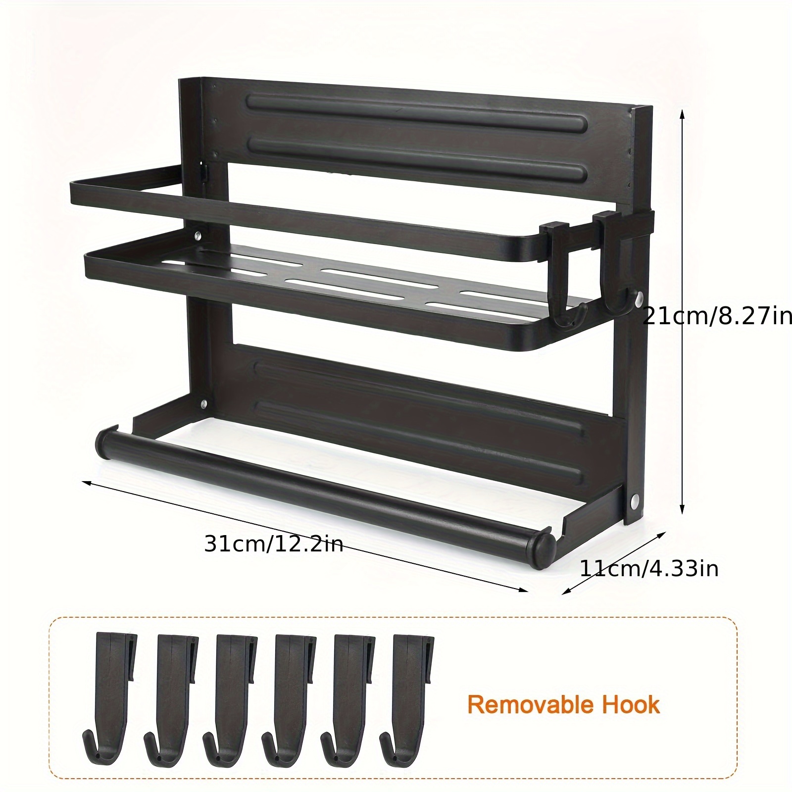 1pc Foldable And Detachable Black Kitchen Storage Rack