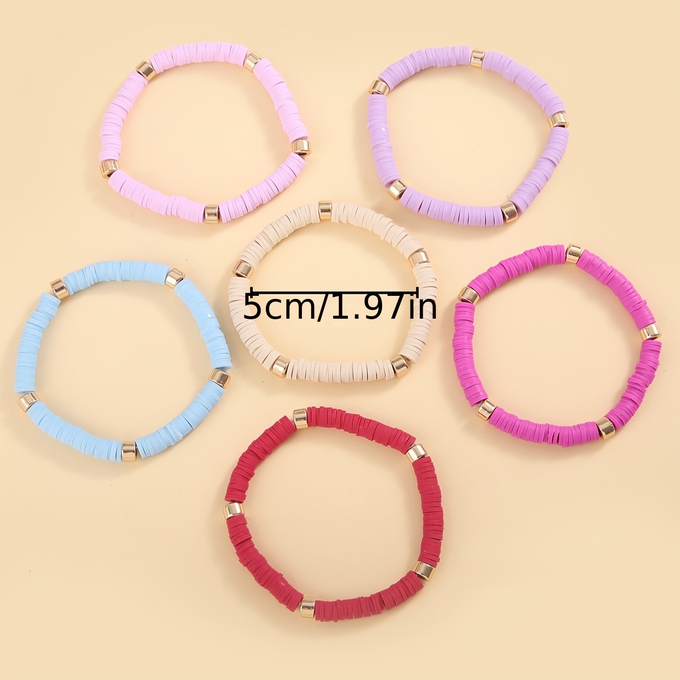 12pcs Colorful Soft Clay Beads Beaded Bracelet Set Stackable Stretch Cord Friendship Hand String,Temu