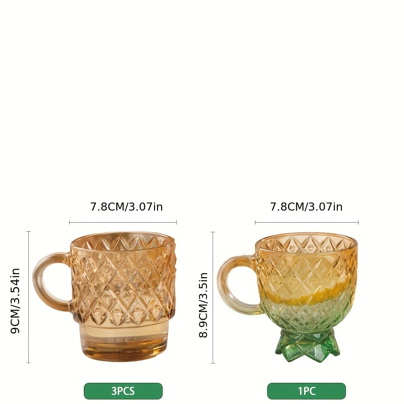 Stackable Glass Coffee Mugs Set Pineapple Design Glass Water - Temu
