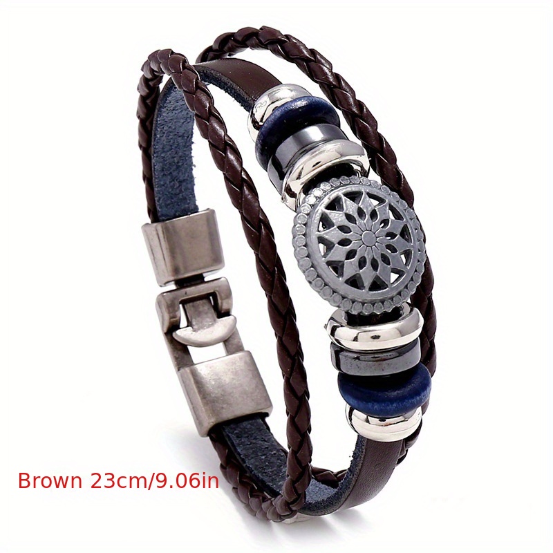 Simple Leather Bracelet Bangle With Stainless Steel Buckle For Men - Temu  Malaysia