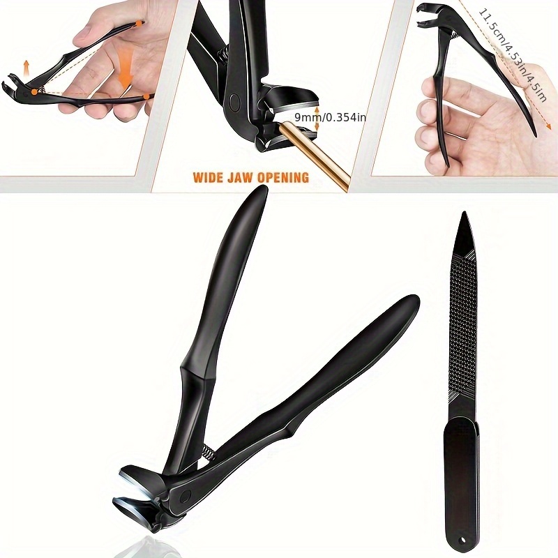 TEMU Large Nail Clippers - Long Handle Toenail Clippers - Thick Nail Cutters - Angled Head Toe Nail Clippers For Elderly - Wide Mouth Toe Nail