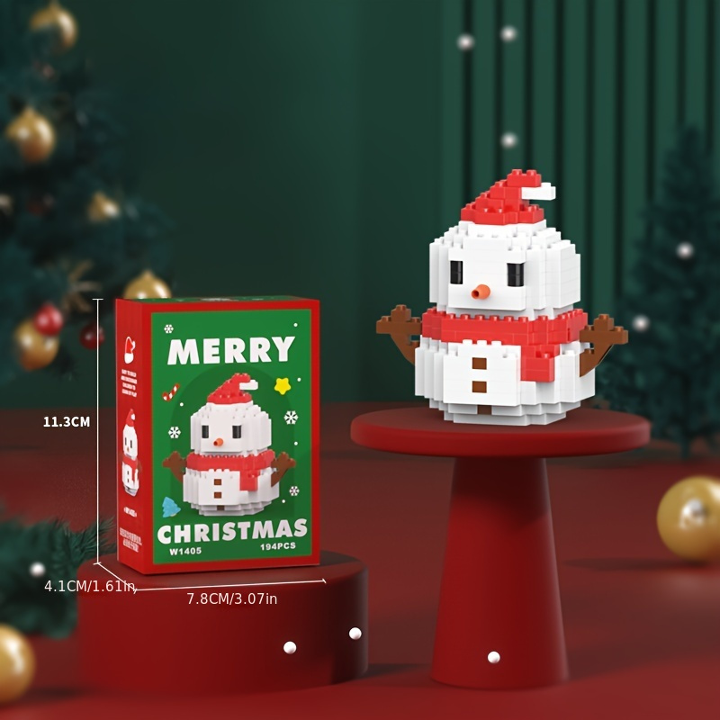 Building Block Set Christmas Sled Snowman Diy Christmas House For