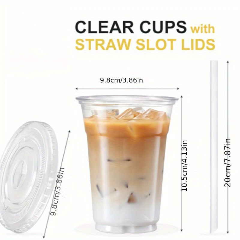 Clear Disposable Cups With Lid And Straw, Suitable For Mass Use