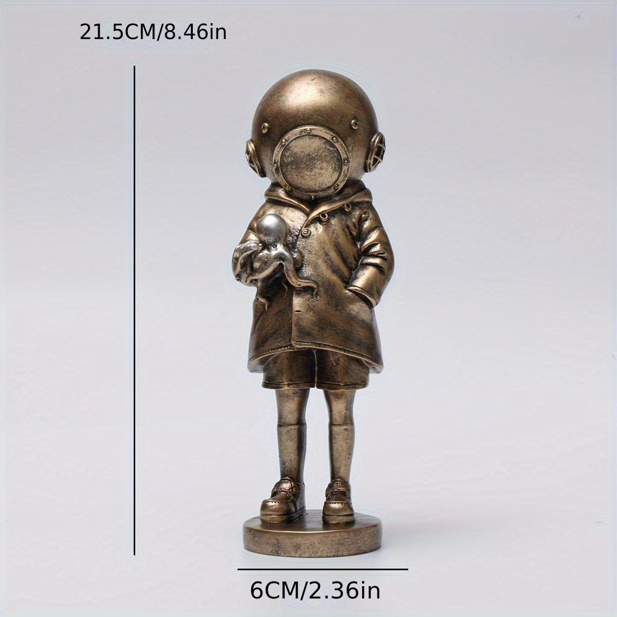 Image of 1pc Creative Bronze Color Deepsea Decoration, Deepsea Diver Loneliness & Communication Sculpture Decoration, Room Wine Cabinet Tv Cabinet Decorations Desktop, Room Decor