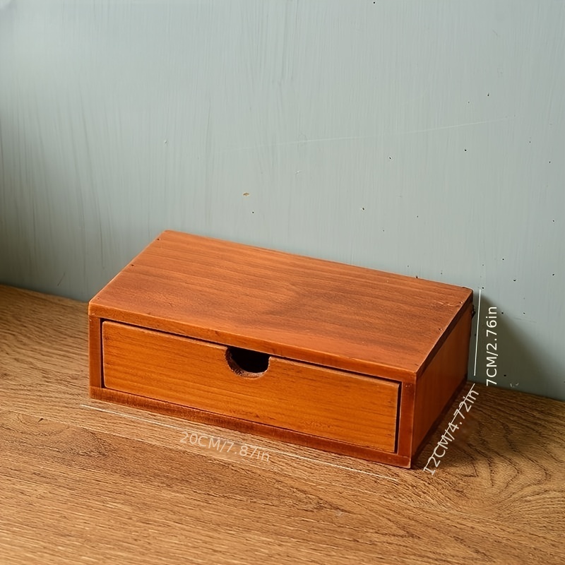 Vintage Wooden Storage Drawer Office Desktop Storage Box - Temu