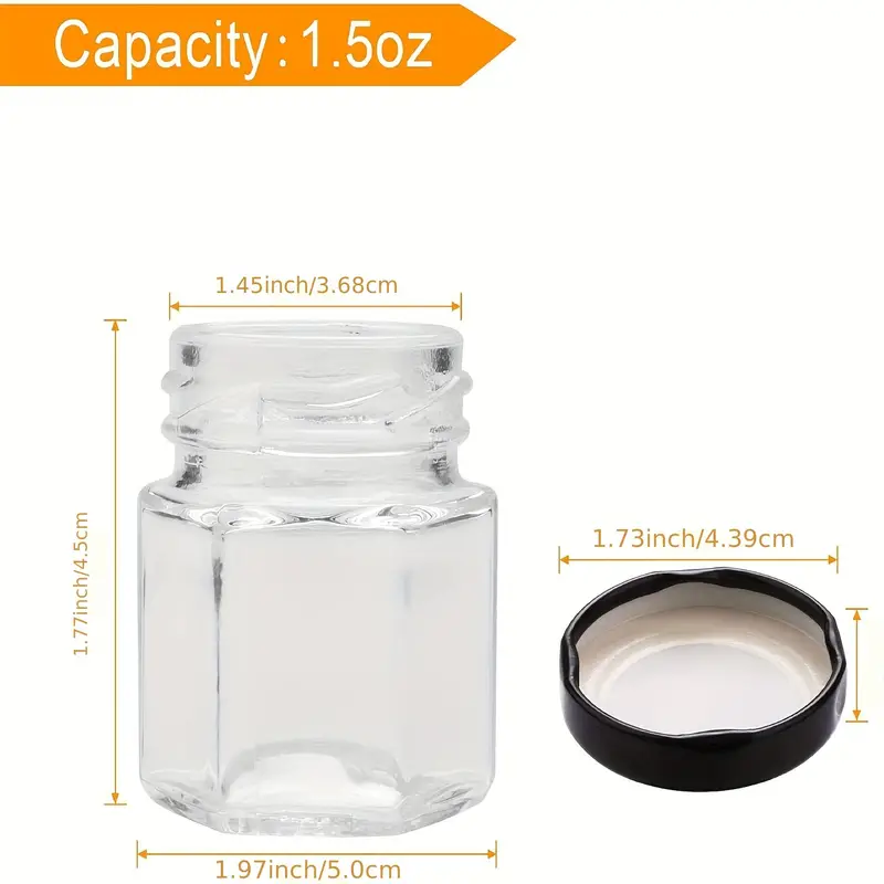 Clear Hexagon Jars Small Glass Jars With Lids (black) And - Temu