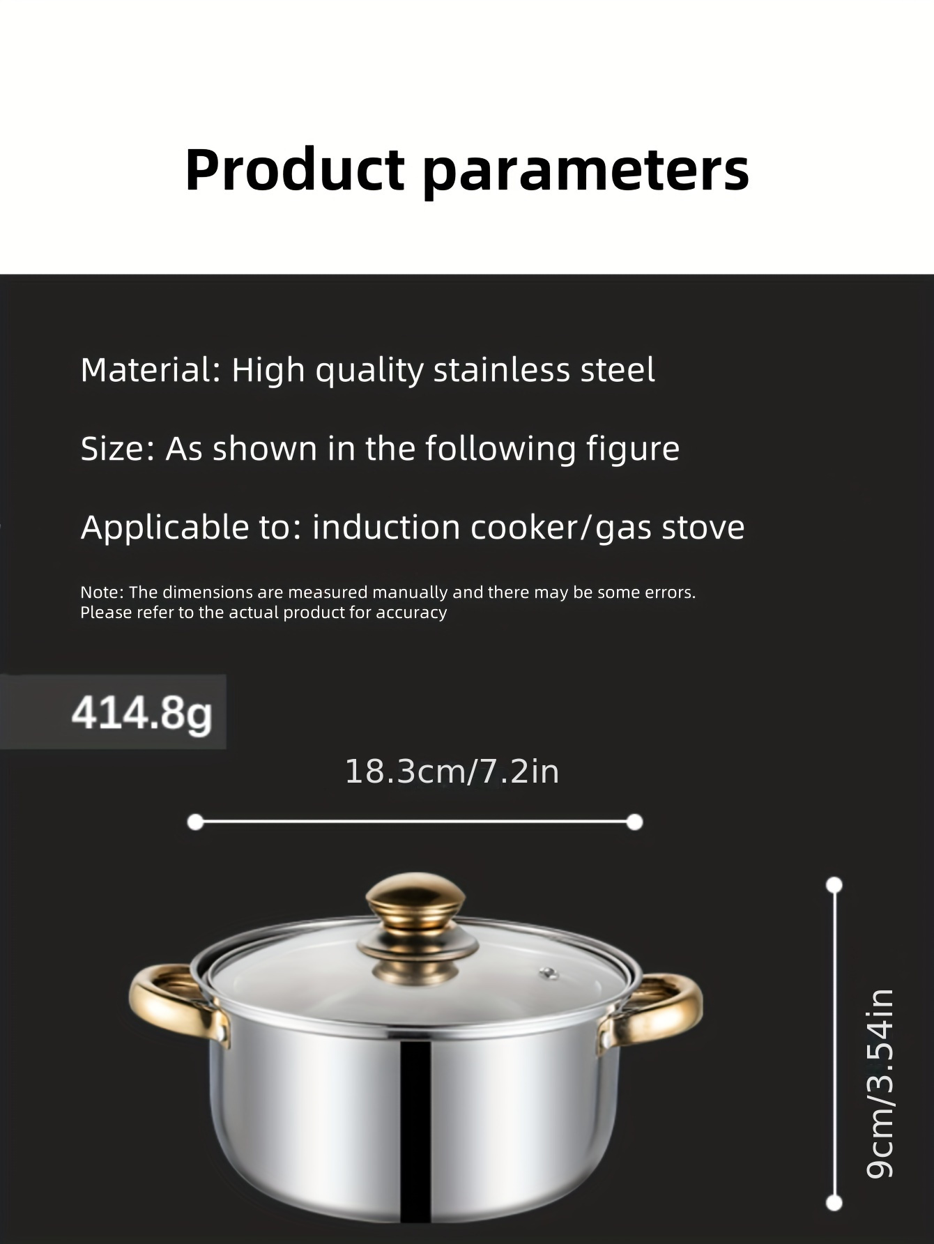 12pcs stainless steel cookware set with golden handles kettle for kitchen and cooking cross border e commerce details 8