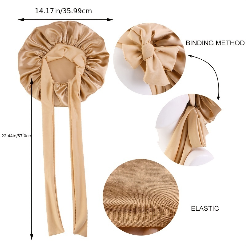 1 pz elastico fascia larga cofano in raso per le donne capelli ricci  morbido berretto da notte in seta per mantenere i tuoi capelli stile liscio  Beanie Plussign