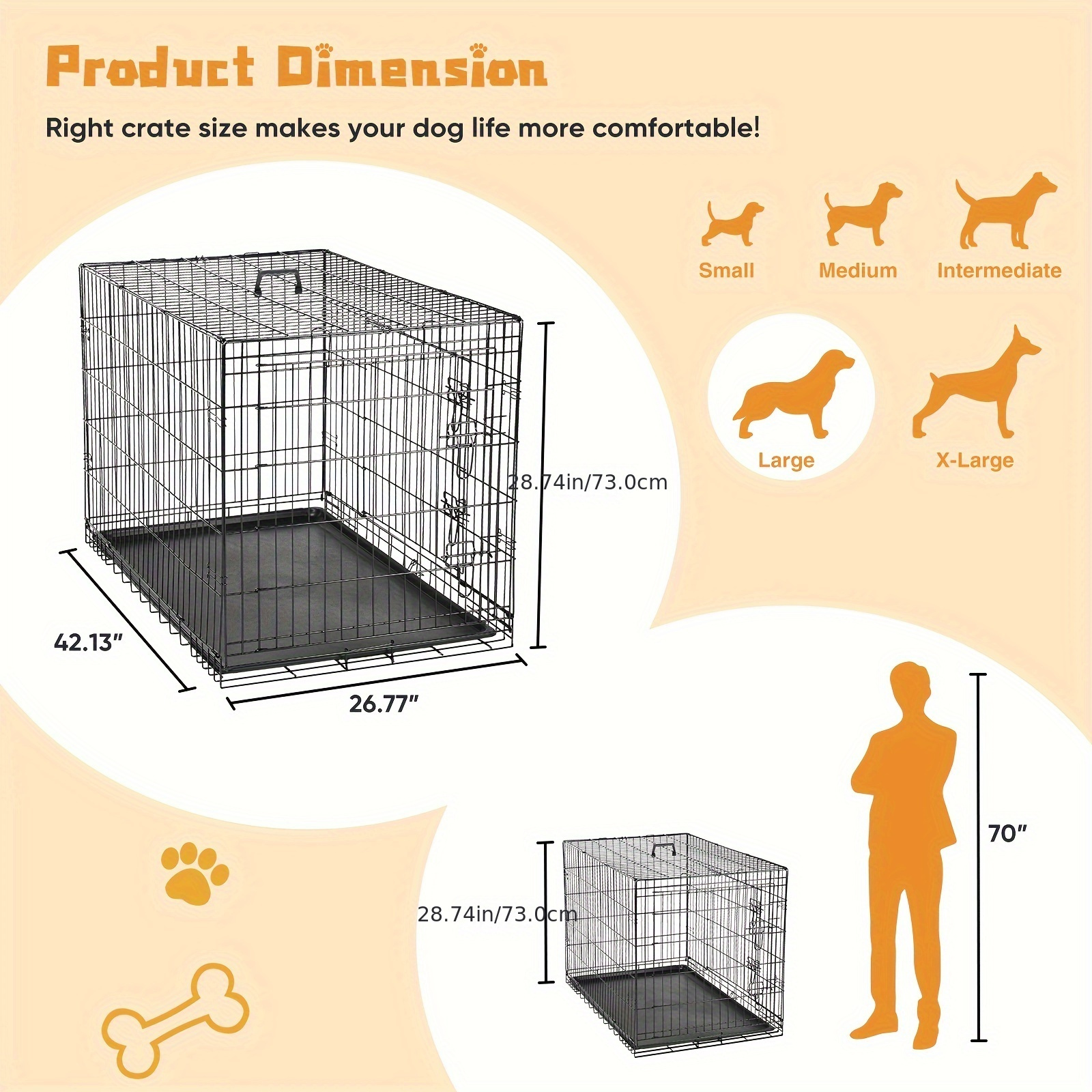 Dog Crate Divider Panel Double Door Folding Metal Wire Dog Temu