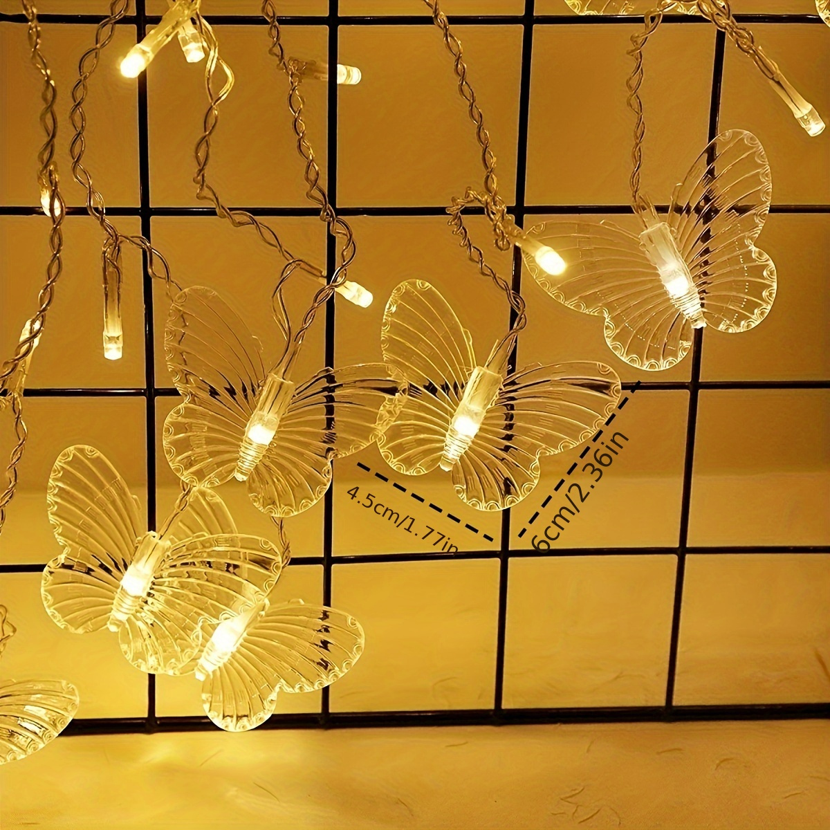 1pack solar curtain butterfly string lights 48 led butterfly lights for bedroom 10 butterflies 8 modes fairy lights room patio party wedding holiday mothers day gifts