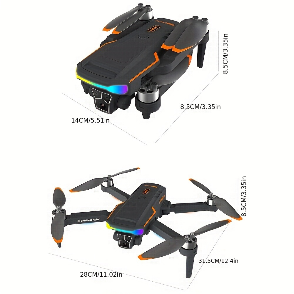 Drone F168 z podwójnymi kamerami, bezszczotkowymi silnikami, inteligentną ominięciem przeszkód 360°, pozycjonowaniem optycznego przepływu, stabilizacją zawisu, trybem bezgłowym, jednopunktowym startem/lądowaniem, składaną kontrolą zdalną, idealny prezent na urodziny dla początkujących i nastolatków