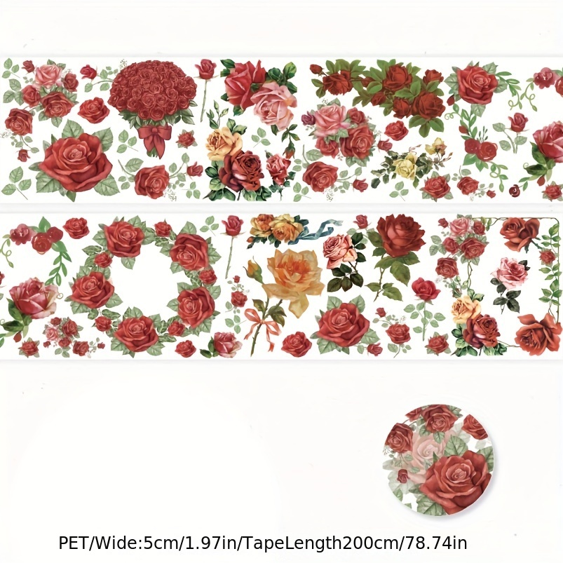 Pet White Ink Tape Retro Floral Handbook Guka Decorative - Temu