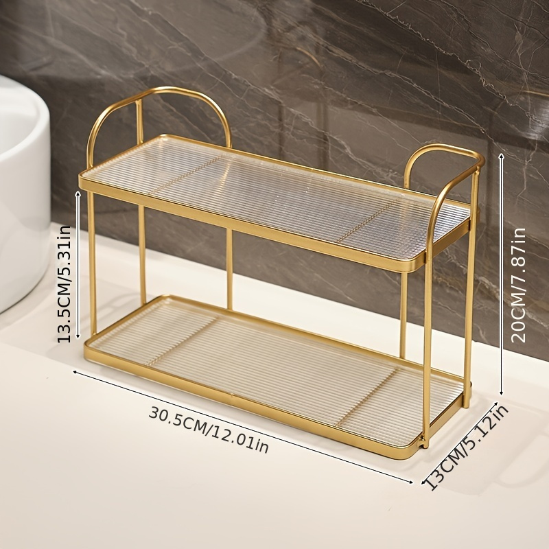 Image of Bathroom Shelf, Double-layer Design, Acrylic Bottom Plate [washable And Not Easy To Break], Holds Cosmetics, Skincare, Toothbrushes, Bathroom Storage Rack