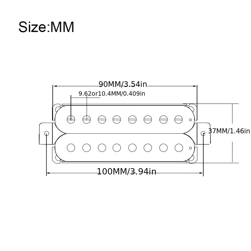 1pc Alnico 5 Humbucker Electric Guitar Pickup - 8-String, N-10K/B-15K Coil Splitting, Metal Construction, Uncharged Power Mode, Black, High-Quality Sound for All String Instruments, Guitar Pickup, Allstring Instrument, Sleek Metallic Finish, Durable Construction