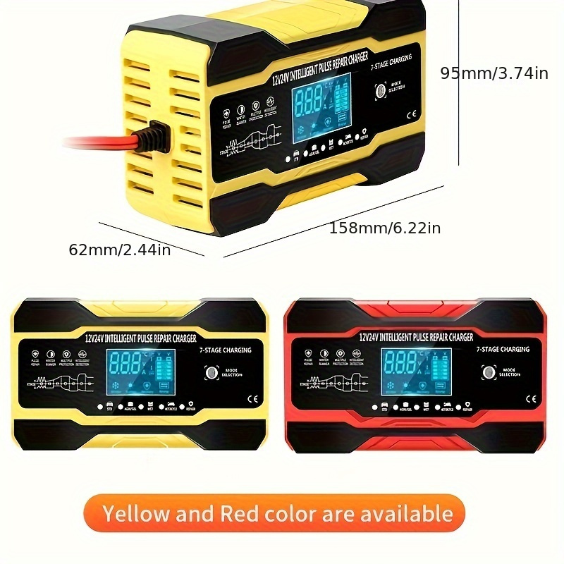 10-Amp Car Battery Charger, 12V 24V Automatic Smart Battery Maintainer  Trickle Charger, Battery Charger Battery Desulfator with Temp Compensation  for