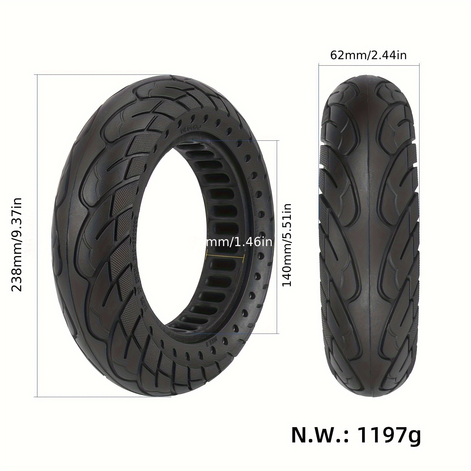 G30 Max 60/70-6.5 Solid Tire With 45mm Slot 10*2.5 Honeycomb Solid Tire Honeycomb Hole Protective Tire Rubber Solid Tire 10 Inch Solid Tyre For Max G30 G30l Electric Scooter Off-road Use Only