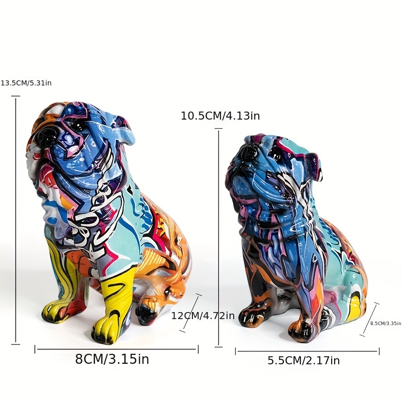  Colorful French Bulldog Statue,Creative Graffiti Art