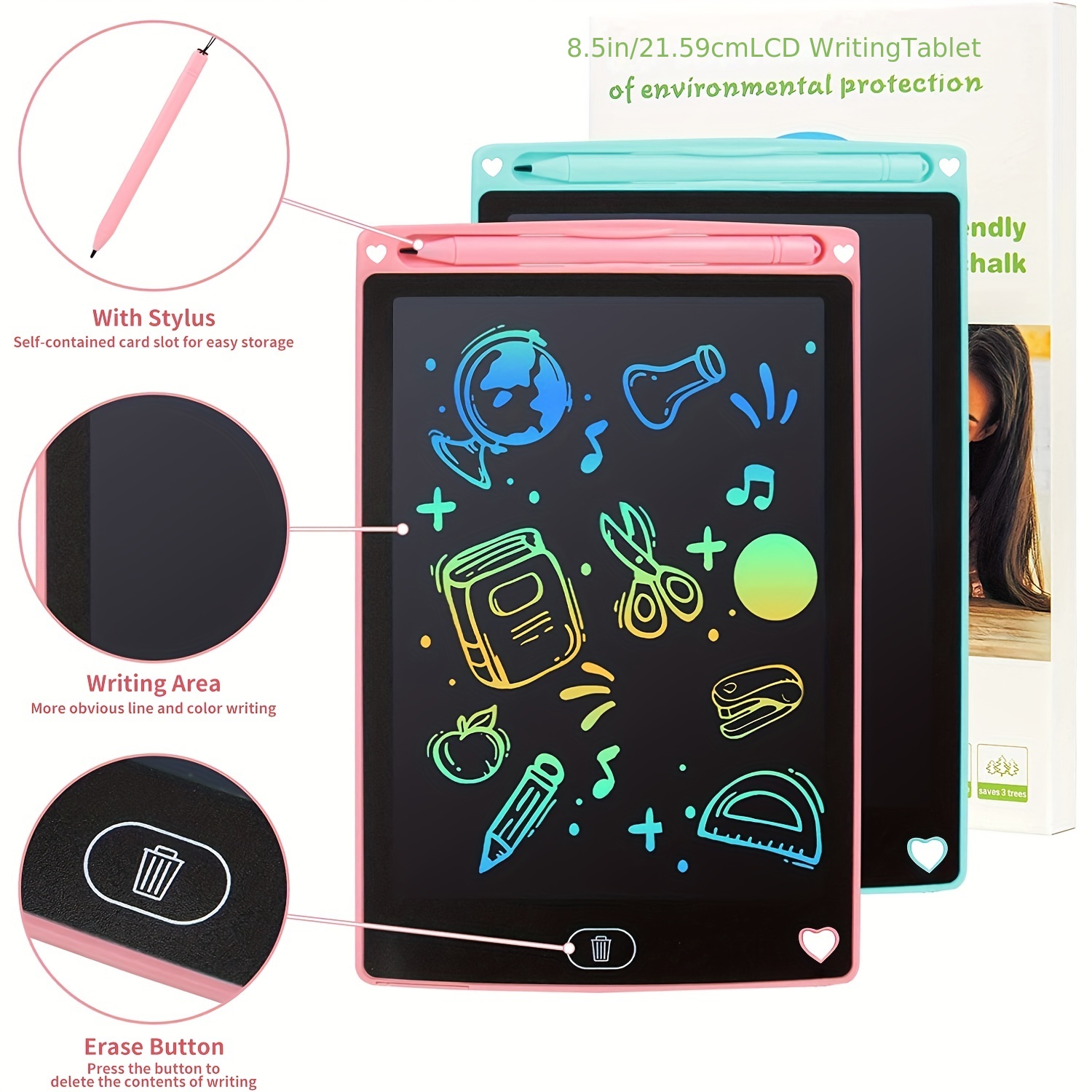 LCD Writing Tablet for Kids,10.5 inch Eye Protection Monochrome