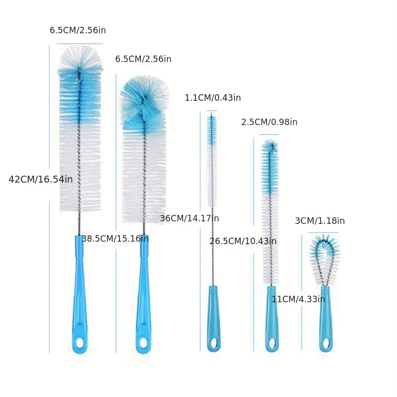 Ultimate Kitchen, Lab, Tube Glass & Baby Bottle Brush Cleaning Set of 9  brushes