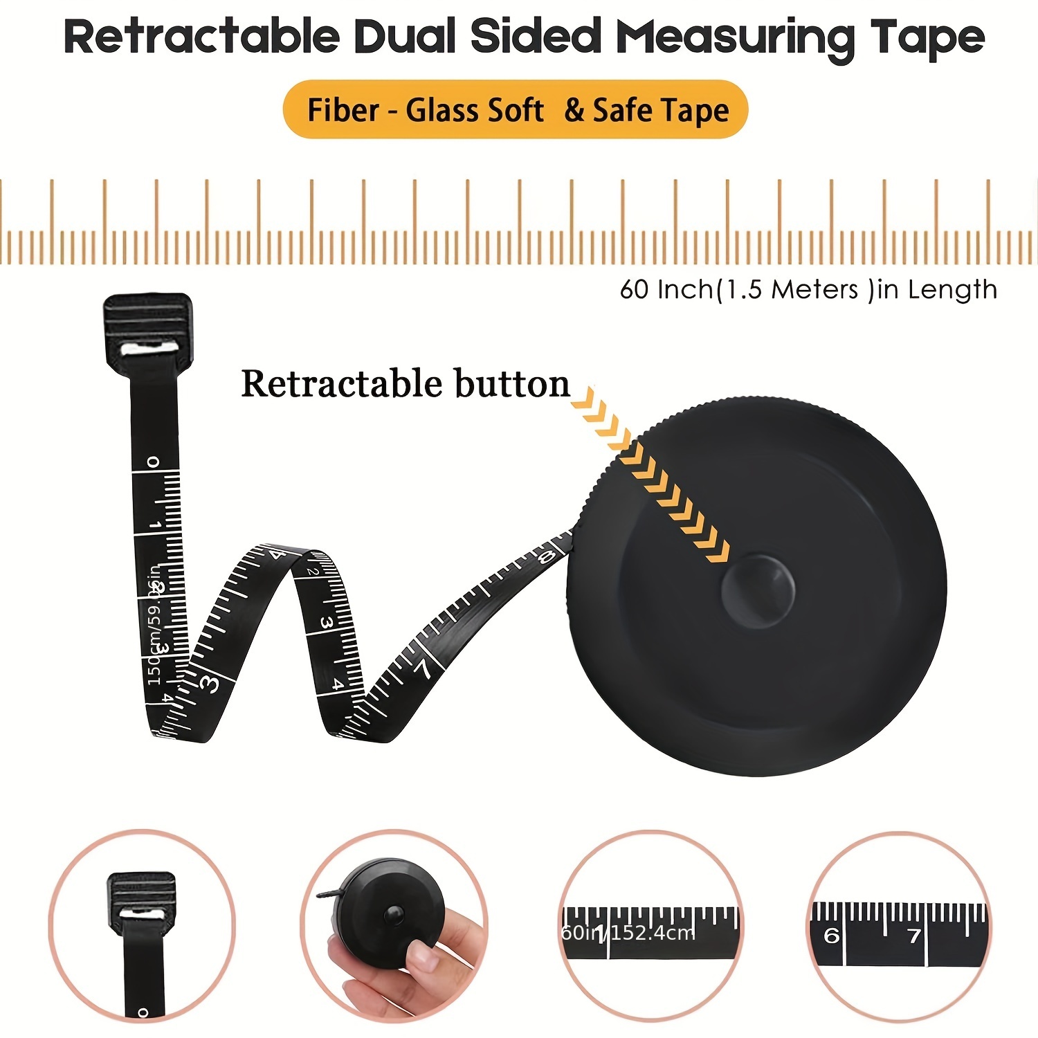 3pcs 1.5M Soft Tape Measure Garment Design Mini Mand Tape Measure