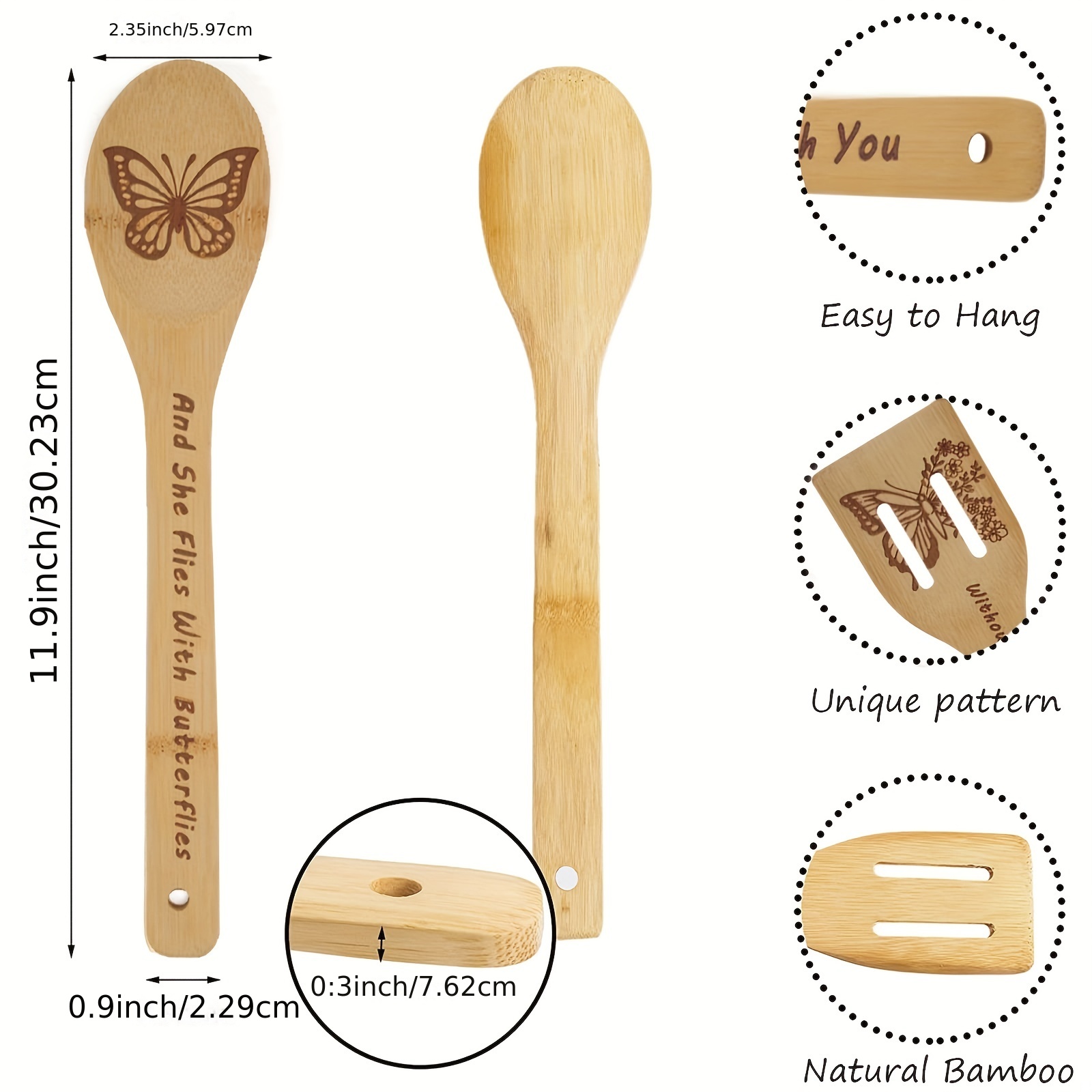 Butterfly Bamboo Kitchen Utensils Set Halloween Decorative - Temu