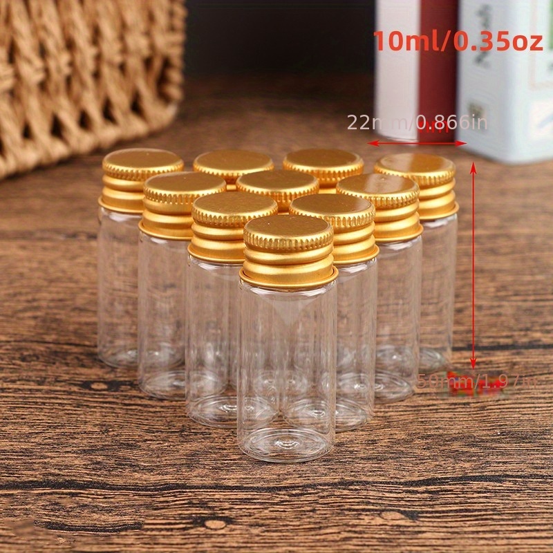 Glass Bottles With Golden Aluminium Lids Small Mini Glass - Temu