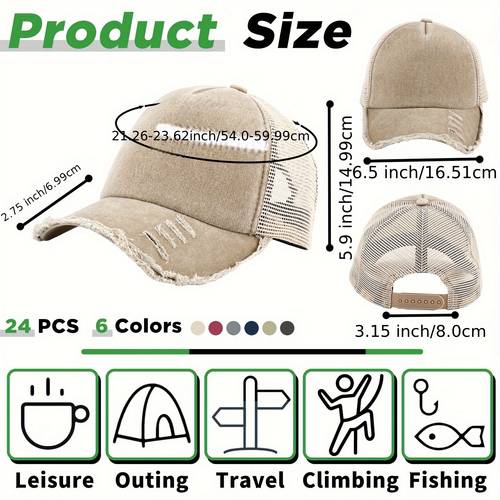 24 mesh baseball cap loose pack adjustable dad hat suitable for men and women suitable for golf truck fishing