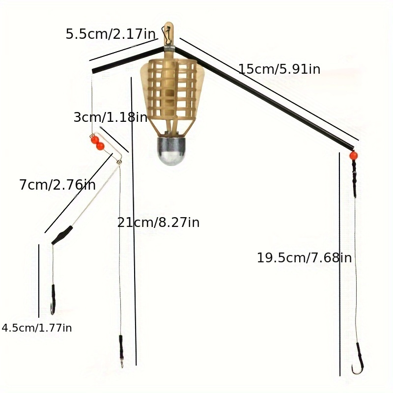 1pc Fishing Bait Feeder Bait Cage Holder With Hook