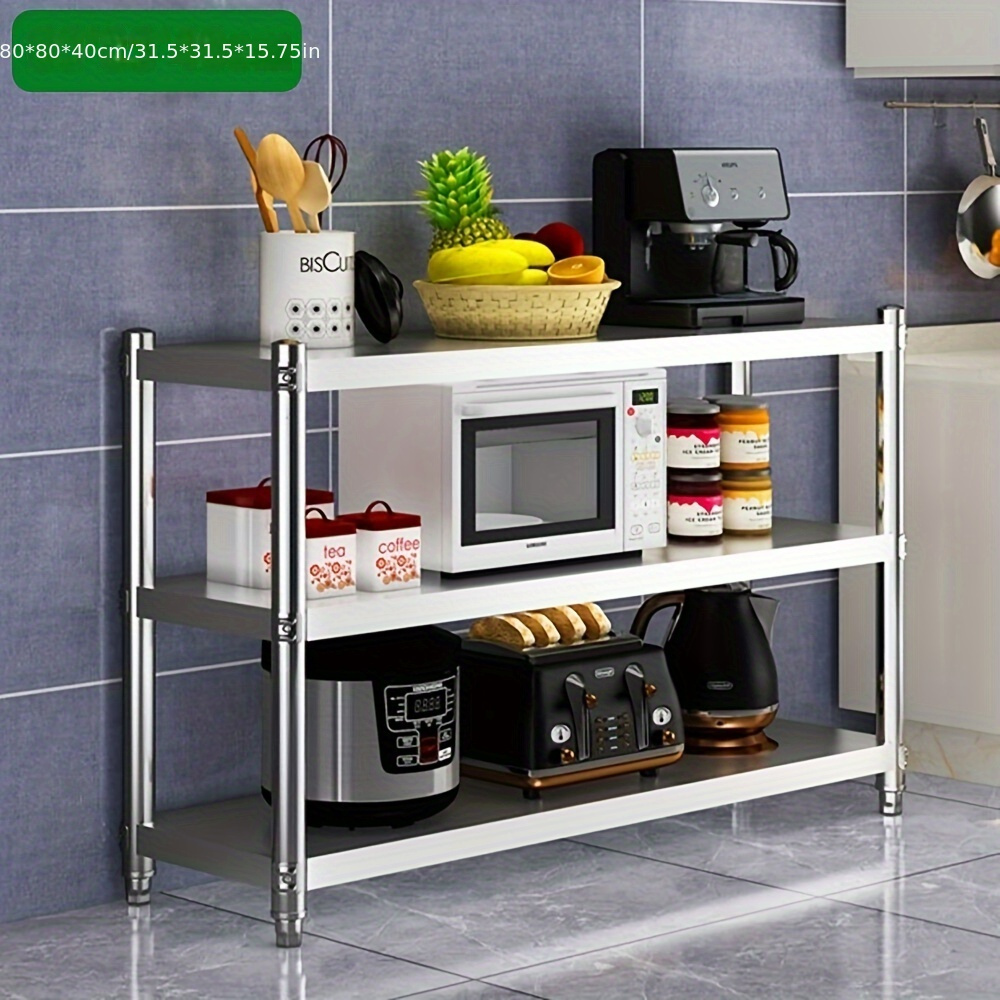 

3 Shelves Kitchen Shelf Stainless Steel Gastro Shelf Heavy Duty Shelving 80 X 80 X 40 Cm Garage Shelf Workshop Shelf Or Storage Shelving Unit Metal With 50 Kg Load Capacity