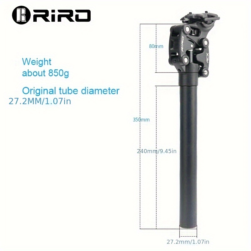 Riro Rcx Bicycle Suspension Seatpost 50mm Travel Seat Post 350mm*27.2mm/28.6/30.0/30.4/30.9/31.6/33.9mm Mountain Bike Seat Tube