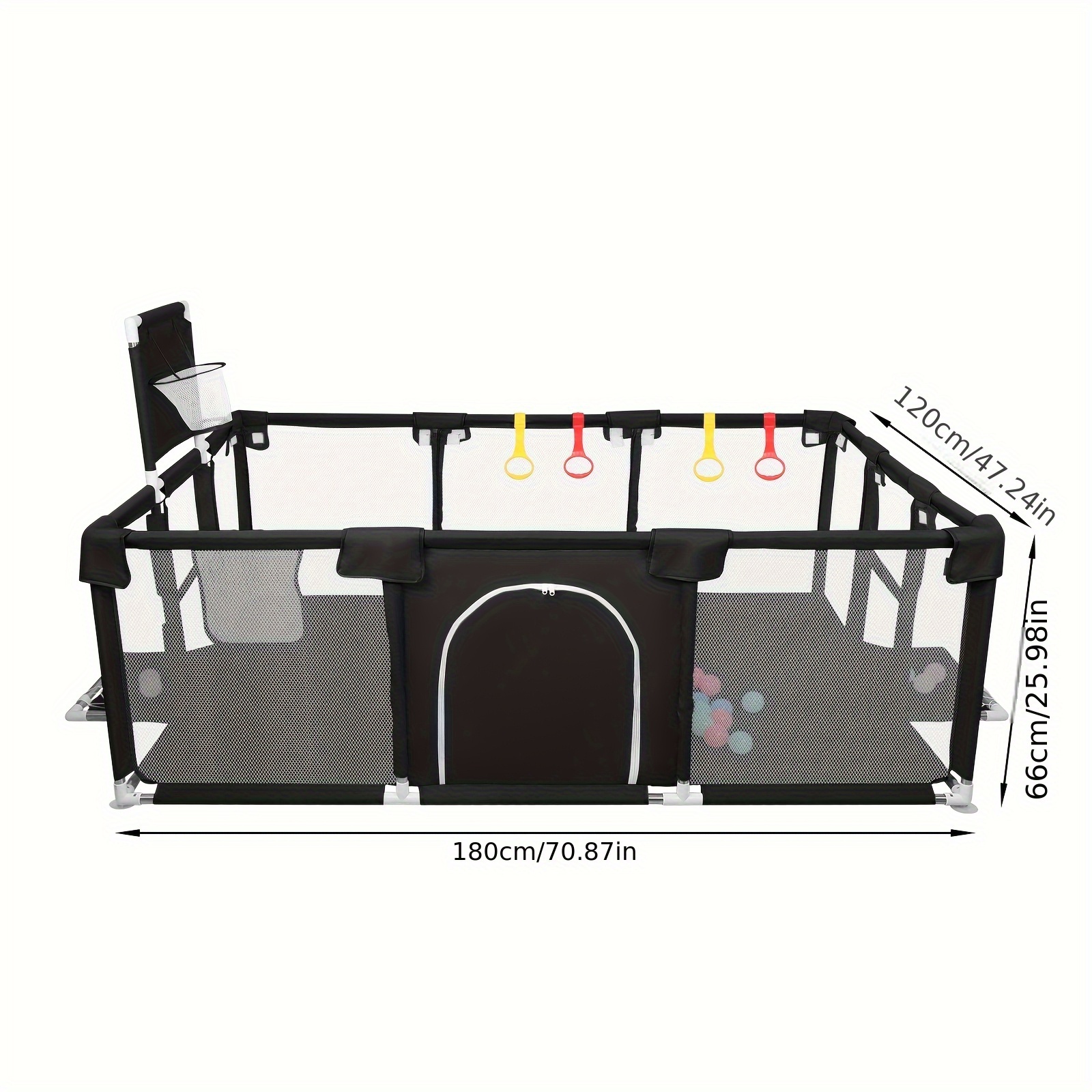 Extra Large Playpen 180x120x66cm - Breathable Mesh Pet Fence And Safety Gate With Lockable Door, Foldable For Dogs, Puppies, Rooms And Homes